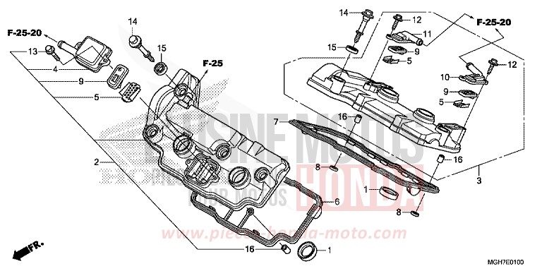 COUVERCLE DE CULASSE de VFR1200X "Crosstourer" Méca MAT PEARL GLARE WHITE (NHB54) de 2015